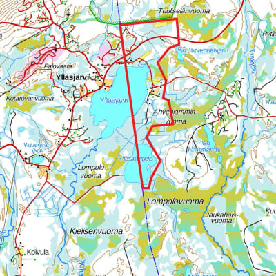 Kittilän kunnasta Kolarin kuntaan siirrettäväksi ehdotettu alue kartalla