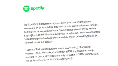 GDPR-brev av Spotify