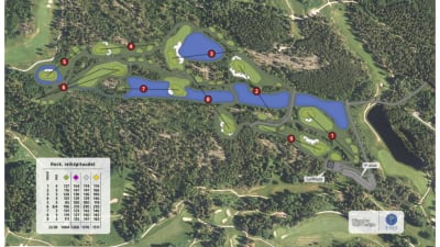 Karta över den nya golfbanan i Pickala.