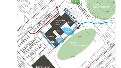 Karta över det planerade nya skol- och servicecentrumet i Svartå.