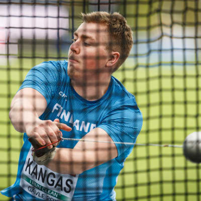 Aaron Kangas kastar slägga, U23-EM 2019.