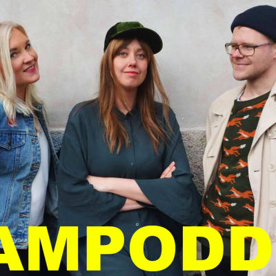 Frida Holmberg, Mia Haglund och Veikka Lahtinen som gör Skam-podden