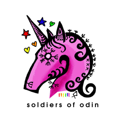 Soldiers of Odins logotyp är en rosa enhörning