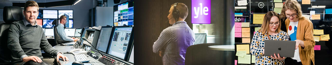 Kuvia Ylen mediateknologian parissa työskenteleviltä