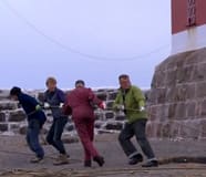 Gårdshuset sandblästras class=