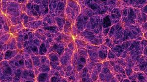 På den riktigt stora skalan bildar galaxgrupperna en skumliknande struktur. Galaxkluster i stor skala.
