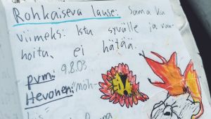 Ratsastuspäiväkirjan sivu