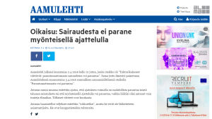 Aamulehti nimesi oman juttunsa huuhaaksi. Kuvakaappaus Aamulehden oikaisusta