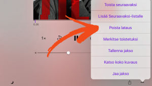 Muista poistaa lataukset kuunneltuasi ne, ettei laitteen muisti täyty. iPad-ohjeet podcastin kuunteluun, näin poistat latauksen