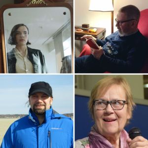 Bland annat Matilda Södergran, Tomas Mikael Bäck, Ralf Andtbacka och Tua Forsström tillägnas varsin essä i antologin "Poeter om poeter". Bildkollage med fyra finlandssvenska poeter: Matilda Södergran, Tomas Mikael Bäck, Ralf Andtbacka och Tua Forsström.