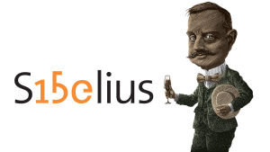 Sibeliuksen syntymäkaupunki -säätiön Sibelius 150 -juhlavuoden logoja.