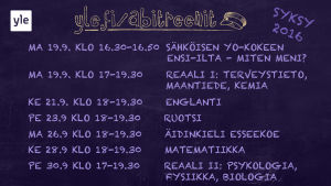 Abitreenien syksyn 2016 lähetysaikataulu. Abitreenien yo-koelähetysten aikataulu syksy 2016