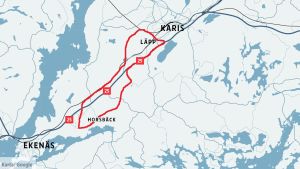 Ungefär så här går gränserna till planområdet. Det utritade området på kartan är alltså inte exakt. En karta.