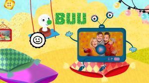 Buu-appen går smidigt att ladda ner till smarttelefon eller padda. Buu-appen med Buu-stämpeln som gungar och en kansig teveapparat där Buu-ledarna syns.