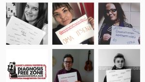 Kuvakaappaus Diagnosis Free Zone -tilin Instagramista. Kuvakaappaus Instagramista