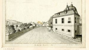 Akademitorget i Åbo 1795. Lavering av Carl Peter Hällström. Till höger akademibyggnaderna med domkyrkan strax bakom. Akademitorget i Åbo 1795. Lavering av Carl Peter Hällström. Till höger akademibyggnaderna med domkyrkan strax bakom.
