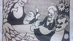 Nyversion av Symposium - karikatyr av T. Wikstedt Nyversion av Symposium - karikatyr av T. Wikstedt