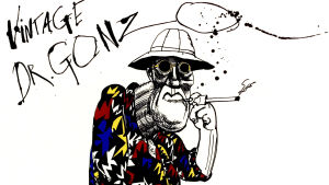 Ralph Steadmanin kuva Mr. Gonzosta. Dokumenttielokuvasta For No Good Reason.