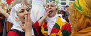 Anhängare av det pro-kurdiska partiet HDP i mars 2017. Anhängare av det turkiska pro-kurdiska partiet HDP.