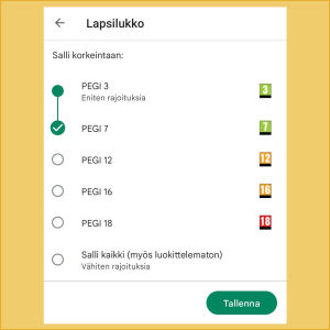 Kuvakaappaus android-puhelimen sisältörajoituksista ruutukaappaus, android, puhelin, samsung, rajoitukset, lapset