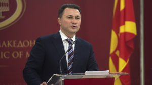 Nicola Gruevski strax innan han tvingades lämna sin post som premiärminister i januari 2016. Makedoniens premiärminister Nikola Gruevski.
