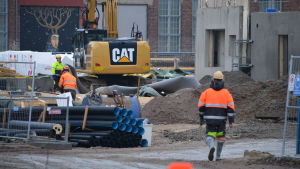 Byggarbetare på bygge