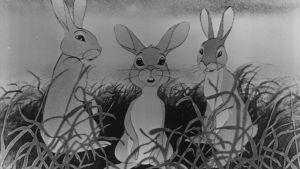 Filmen Watership Down blev Storbritanniens första hellånga animationsfilm 1978. Kaniner ur filmen Watership down från 1978.