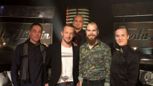 Sami Uotila, Jarkko Nyman, Kalle Ruusukallio, Valtteri Lehtinen, ja Sami Hintsanen Tartu Mikkiin -ohjelmassa 12.12.2014