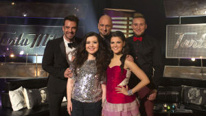 Diandra, Saara Aalto, Lauri Mikkola ja Mikko Leppilampi Tartu Mikkiin -ohjelmassa 26.12.2014