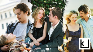 Richard Linklaterin Rakkautta ennen -elokuvat ovat valmistuneet vuosina 1995, 2004 ja 2013. Ethan Hawke ja Julie Delpy rakastavaisina.