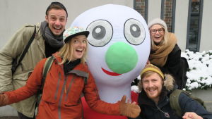 Jontti, Lisa, BUU-stämpeln, Malin och Staffan i startgroparna. BUU-stämpeln, Lisa Gerkman, Malin Olkkola, Staffan Gräsbeck och Jontti Granbacka