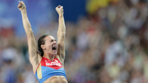 Världens genom tiderna bästa damstavhoppare Jelena Isinbajeva, som innehar världsrekordet 506, hoppade som högst 420 som 17-åring. Jelena Isinbajeva, VM 2013.
