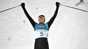 Eric Frenzel vann sitt andra individuella OS-guld. Eric Frenzel vann sitt andra individuella OS-guld.
