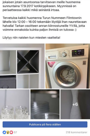 Sarah och Kevin överraskades av responsen på det här Facebookinlägget. Någon säljer allt den äger på Facebook