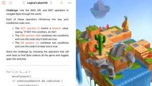 Apple haluaa kehittää mobiililaitteella ohjelmointia jo nuoresta iästä alkaen Kuva Swift Playgrounds -ohjelmasta
