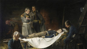 Wilhelm von Schwerins död, 1886 Schjerfbecks målning, Wilhelm von Schwerins död från år 1886