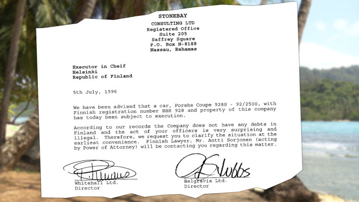 Panama-papereista löytynyt Porsche-asiakirja.