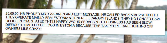 Panama-papereista löytynyt asiakirja.