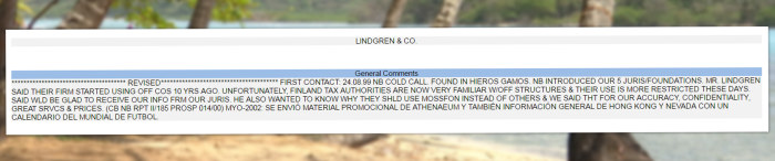 Panama-papereista löytynyt asiakirja.