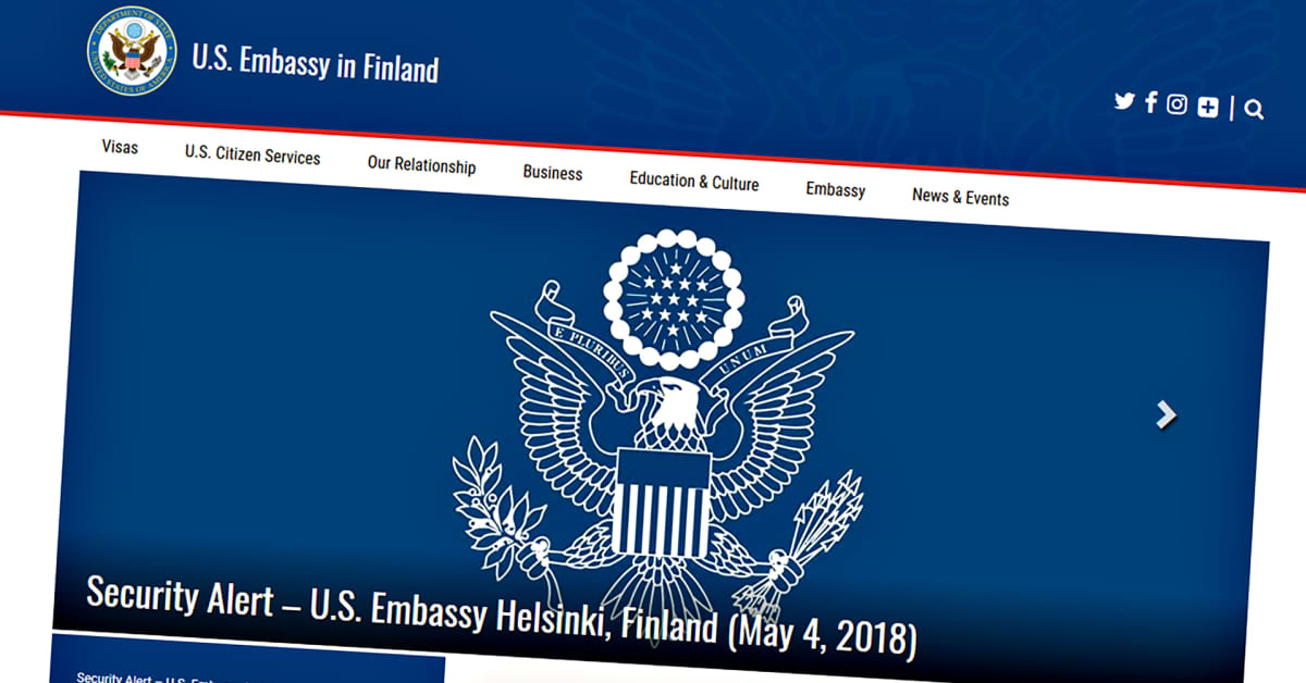 US Embassy issues security alert for US citizens in Finland, Finnish