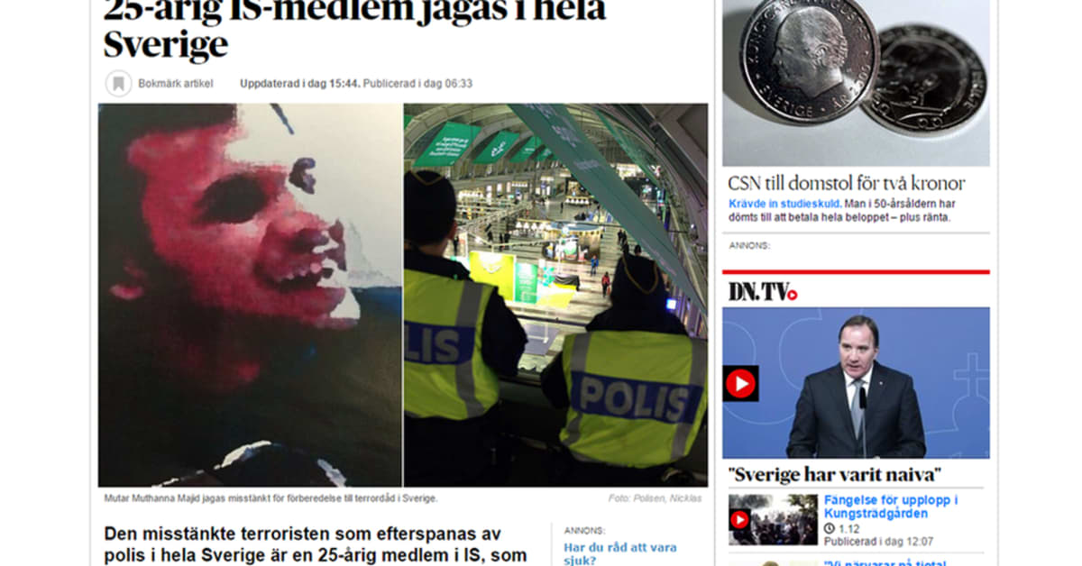 Ruotsin media: Epäilty terroristi tallentui valvontakameraan – kuva | Yle  Uutiset