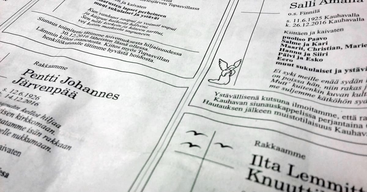 Risti Linnut Ja Leino Sanomalehden Kuolinilmoitus Muuttuu Hitaasti Yle