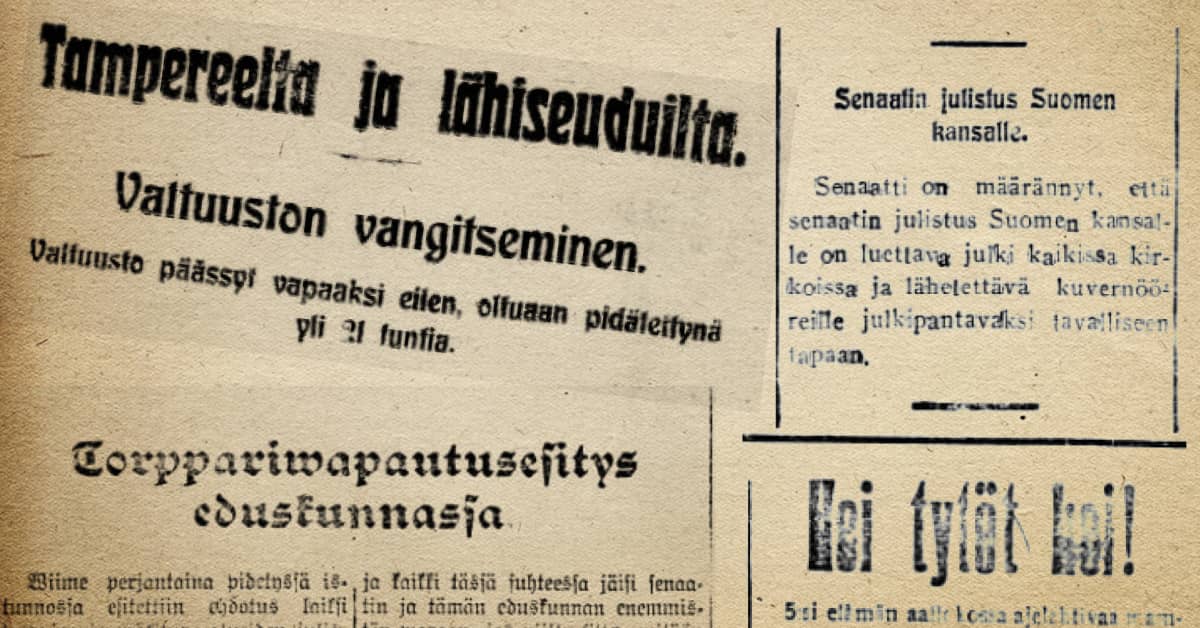 Leipä lopussa, kaupunginvaltuusto vangittuna ja työläisiä maantielle –  Suomen itsenäistymisestä ei 100 vuotta sitten revitelty isoja otsikoita