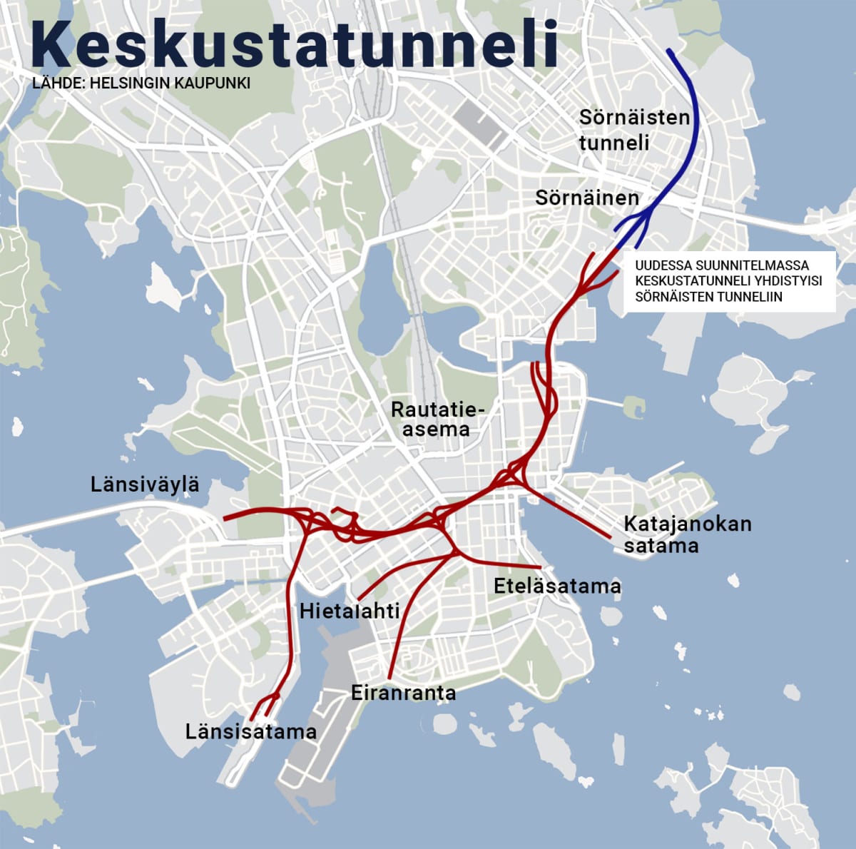 Tässä on Helsingin uusi tunnelisuunnitelma: autolla maan alla Sörnäisten  kulmilta Länsisatamaan | Yle Uutiset