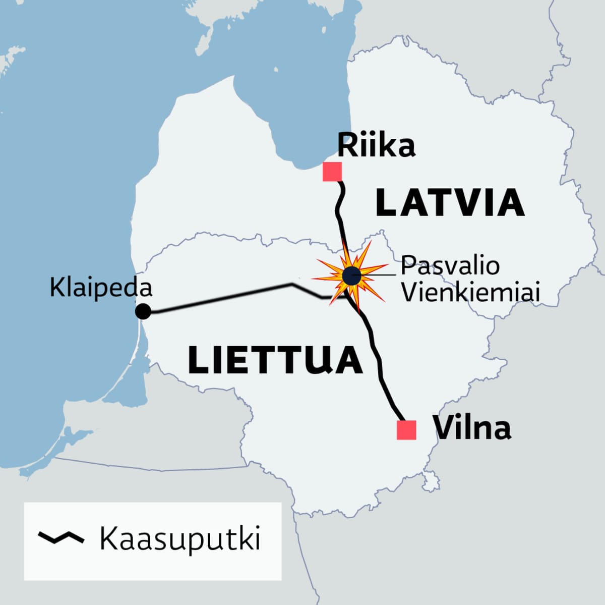 Latvian ja Liettuan välillä kulkevassa kaasuputkessa räjähti Liettuan  pohjoisosassa | Yle Uutiset