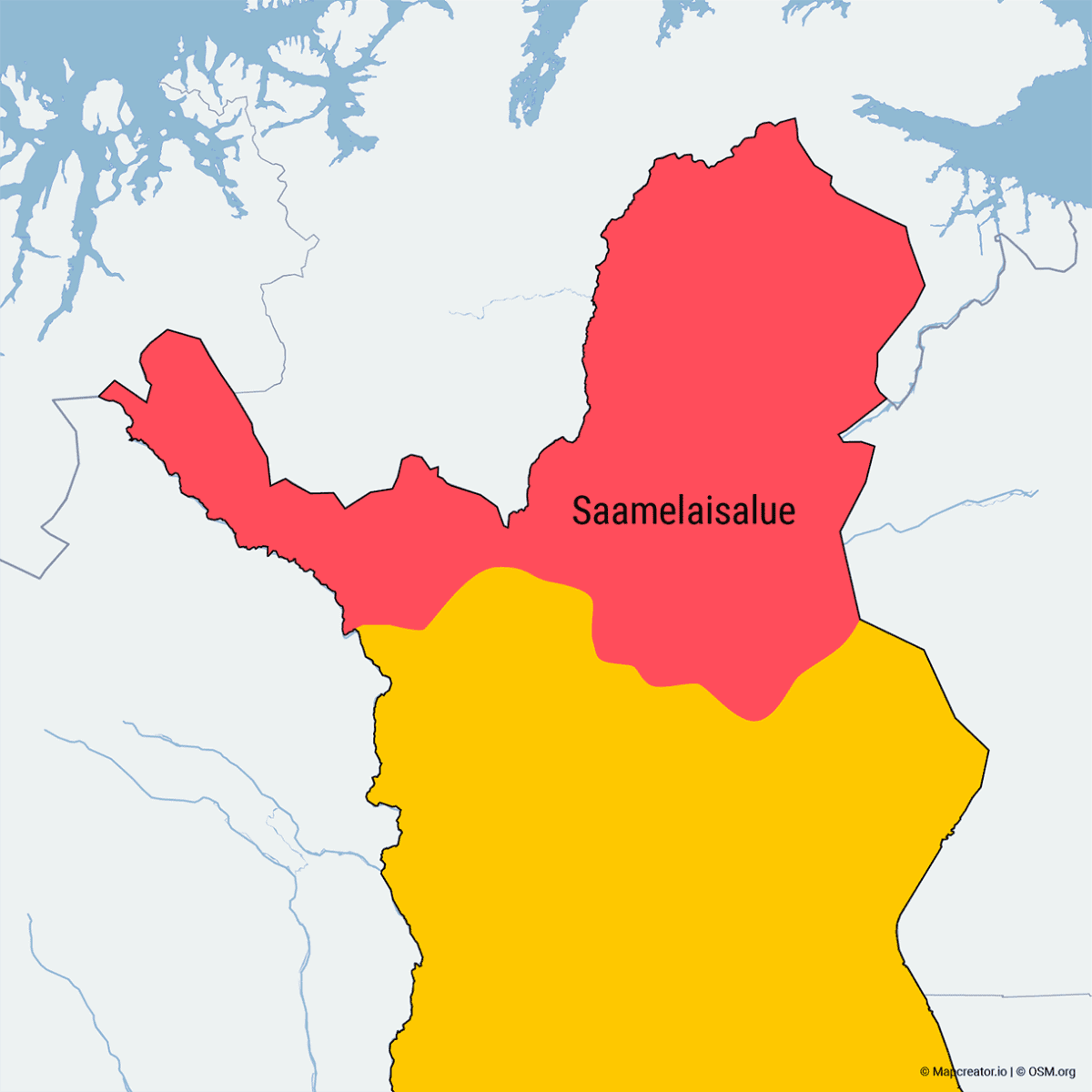 Suomen saamelaisalue kartalla.