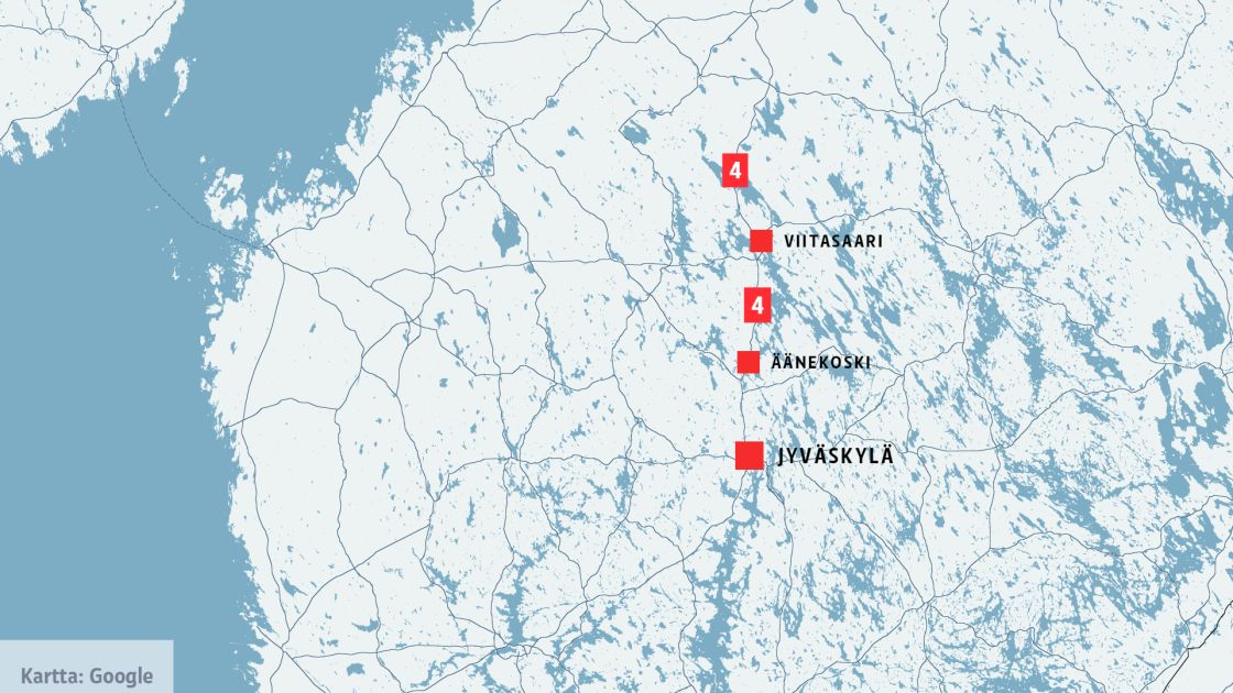 kartta viitasaari Yksi loukkaantunut vakavasti kahden rekan kolarissa Nelostiellä 