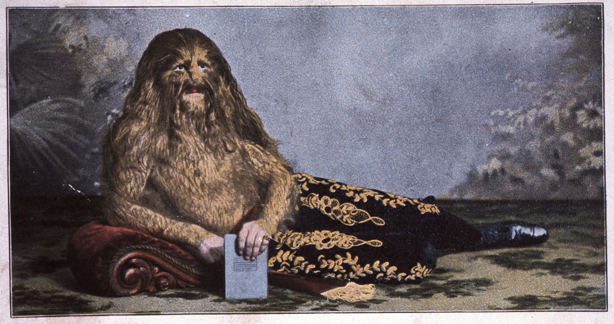 Leijonamies saksalaisessa postikortissa 1910-luvulla.