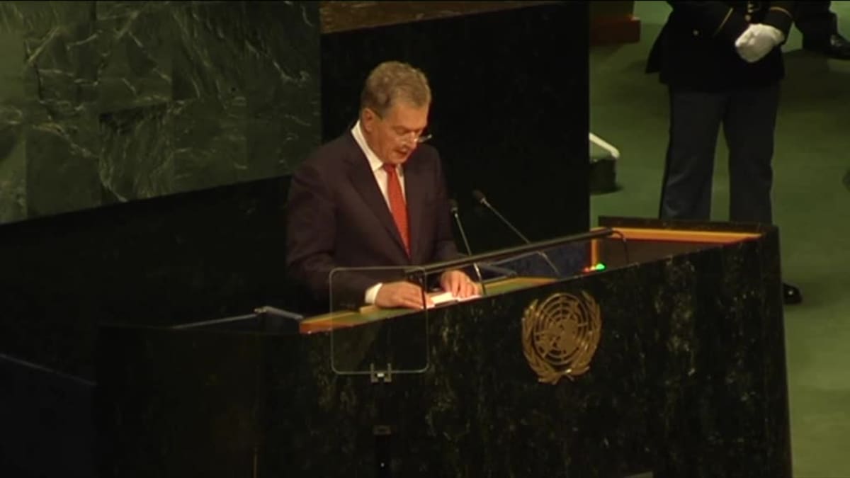 Uutisvideot: Presidentti Niinistön puhe YK:n yleiskokouksessa