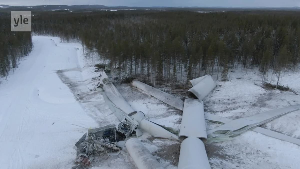 Tuulivoimala romahti Pohjois-Ruotsin Skellefteåssa